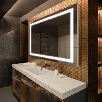 Artforma Badspiegel 150x100 cm - mit LED Beleuchtung - LED Farbe Kaltweiß 7000K - Individuell Nach Maß - Beleuchtet Wandspiegel Lichtspiegel Badezimmerspiegel | Lichtschalter: Touch Schalter |LED015