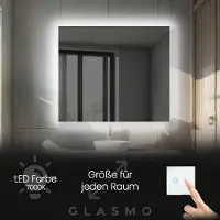 Artforma Badspiegel mit LED Beleuchtung 160x90 cm Ellie - Horizontal Rechteckiger Spiegel mit Beleuchtung - Kaltweiß 7000K - Badezimmerspiegel Lichtspiegel