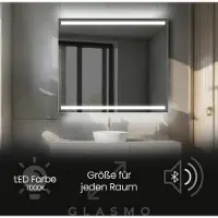 Artforma Wandspiegel mit Beleuchtung 110x50 cm Lucy - Horizontal Rechteckiger Badspiegel mit LED Beleuchtung - Kaltweiß 7000K - Badezimmerspiegel Lichtspiegel mit Bluetooth-Lautsprecher