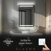 Artforma Spiegel mit Beleuchtung 100x190 cm Tessa - Vertikal Rechteckiger Badezimmerspiegel mit LED Beleuchtung - Kaltweiß 7000K - LED Badspiegel Lichtspiegel