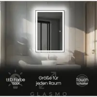 Artforma Badspiegel mit LED Beleuchtung 90x170 cm Lila - Vertikal Rechteckiger Spiegel mit Beleuchtung - Kaltweiß 7000K - Badezimmerspiegel Lichtspiegel mit Touch Schalter