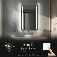 Artforma Spiegel mit Beleuchtung 70x200 cm Lydia - Vertikal Rechteckiger Badezimmerspiegel mit LED Beleuchtung - Kaltweiß 7000K - LED Badspiegel Lichtspiegel
