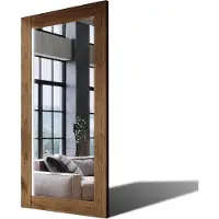 Artforma 80x130 Rechteckig Rustikal Wandspiegel mit Rahmen massivholz Eichenholz mit Beleuchtung Vertikal | Individuell Spiegel Nach Maß | PLDR225 Oak Brown Gealterte Oberfläche