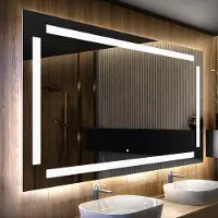 Artforma Badspiegel 150x90 cm - mit LED Beleuchtung - LED Farbe Kaltweiß 7000K - Individuell Nach Maß - Beleuchtet Wandspiegel Lichtspiegel Badezimmerspiegel | Lichtschalter: Touch Schalter |LED124