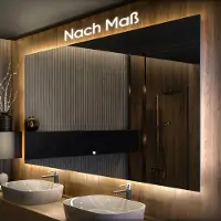 Artforma Badspiegel 200x90 cm - Horizontal mit LED Beleuchtung - LED Farbe Neutrallweiß 4500K - T100 - Touch Schalter - Individuell Nach Maß - Beleuchtet Wandspiegel Lichtspiegel Badezimmerspiegel