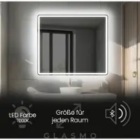 Artforma Badspiegel mit LED Beleuchtung 50x50 cm Naomi - Quadratisch Abgerundet Spiegel mit Beleuchtung - Kaltweiß 7000K - Badezimmerspiegel Lichtspiegel mit Bluetooth-Lautsprecher