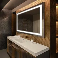 Artforma Badspiegel 160x70 cm - mit LED Beleuchtung - LED Farbe Kaltweiß 7000K - Individuell Nach Maß - Beleuchtet Wandspiegel Lichtspiegel Badezimmerspiegel | Lichtschalter: Touch Schalter |LED015