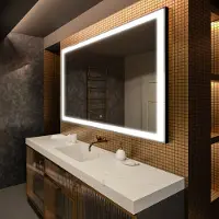Artforma Badspiegel 80x90 cm - mit LED Beleuchtung - LED Farbe Kaltweiß 7000K - Individuell Nach Maß - Beleuchtet Wandspiegel Lichtspiegel Badezimmerspiegel | Lichtschalter: Touch Schalter |LED001