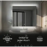 Artforma Badspiegel mit Beleuchtung 180x60 cm Eliza - Horizontal Rechteckiger Spiegel mit LED Beleuchtung - Kaltweiß 7000K - Badezimmerspiegel Lichtspiegel mit Touch Schalter