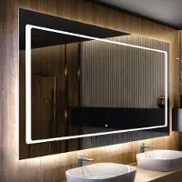 Artforma Badspiegel 160x50 cm - mit LED Beleuchtung - LED Farbe Kaltweiß 7000K - Individuell Nach Maß - Beleuchtet Wandspiegel Lichtspiegel Badezimmerspiegel | Lichtschalter: Touch Schalter |LED061