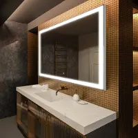 Artforma Badspiegel 50x60 cm - mit LED Beleuchtung - LED Farbe Kaltweiß 7000K - Individuell Nach Maß - Beleuchtet Wandspiegel Lichtspiegel Badezimmerspiegel | Lichtschalter: Touch Schalter |LED001