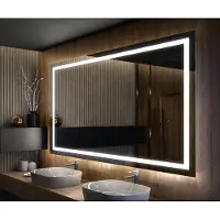 Artforma Badspiegel 180x70 cm - Horizontal mit LED Beleuchtung - LED Farbe Kaltweiß 7000K - L15 - Individuell Nach Maß - Beleuchtet Wandspiegel Lichtspiegel Badezimmerspiegel