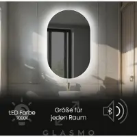 Artforma Wandspiegel mit Beleuchtung 100x200 cm Bianca - Vertikal Oval Badspiegel mit LED Beleuchtung - Kaltweiß 7000K - Badezimmerspiegel Lichtspiegel mit Bluetooth-Lautsprecher