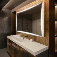 Artforma Badspiegel 60x80 cm - mit LED Beleuchtung - LED Farbe Kaltweiß 7000K - Individuell Nach Maß - Beleuchtet Wandspiegel Lichtspiegel Badezimmerspiegel | Lichtschalter: Touch Schalter |LED077