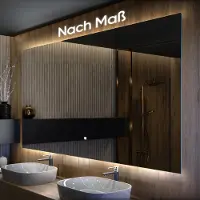 Artforma Badspiegel 80x60 cm - Horizontal mit LED Beleuchtung - LED Farbe Kaltweiß 7000K - T102 - Touch Schalter - Individuell Nach Maß - Beleuchtet Wandspiegel Lichtspiegel Badezimmerspiegel