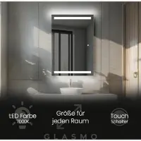 Artforma Badspiegel mit Beleuchtung 90x140 cm Tessa - Vertikal Rechteckiger Spiegel mit LED Beleuchtung - Kaltweiß 7000K - Badezimmerspiegel Lichtspiegel mit Touch Schalter