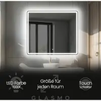 Artforma Wandspiegel mit Beleuchtung 190x90 cm Naomi - Horizontal Abgerundet Badspiegel mit LED Beleuchtung - Kaltweiß 7000K - Badezimmerspiegel Lichtspiegel mit Touch Schalter
