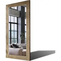 Artforma 90x200 Rechteckig Rustikale Wandspiegel mit Rahmen massivholz Eichenholz Vertikal | Individuell Spiegel Nach Maß | PLDR224 Oak Classic Gealterte Oberfläche