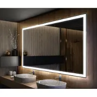 Artforma Badspiegel 150x50 cm - Horizontal mit LED Beleuchtung - LED Farbe Kaltweiß 7000K - L01 - Individuell Nach Maß - Beleuchtet Wandspiegel Lichtspiegel Badezimmerspiegel