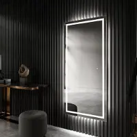 Artforma Wandspiegel 60x140 cm - Vertikal mit LED Beleuchtung - Touch Schalter - LED Farbe Kaltweiß 7000K - L15 - Individuell Nach Maß - Beleuchtet Badspiegel Lichtspiegel Badezimmerspiegel