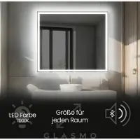 Artforma Badspiegel mit Beleuchtung 150x80 cm Aurora - Horizontal Rechteckiger Spiegel mit LED Beleuchtung - Kaltweiß 7000K - Badezimmerspiegel Lichtspiegel mit Bluetooth-Lautsprecher