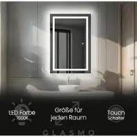 Artforma Badspiegel mit Beleuchtung 60x160 cm Julia - Vertikal Rechteckiger Spiegel mit LED Beleuchtung - Kaltweiß 7000K - Badezimmerspiegel Lichtspiegel mit Touch Schalter
