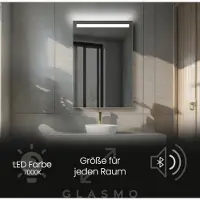 Artforma Wandspiegel mit Beleuchtung 100x130 cm Tiana - Vertikal Rechteckiger Badspiegel mit LED Beleuchtung - Kaltweiß 7000K - Badezimmerspiegel Lichtspiegel mit Bluetooth-Lautsprecher