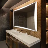 Artforma Badspiegel 190x90 cm - mit LED Beleuchtung - LED Farbe Kaltweiß 7000K - Individuell Nach Maß - Beleuchtet Wandspiegel Lichtspiegel Badezimmerspiegel | Lichtschalter: Touch Schalter |LED077