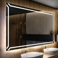 Artforma Badspiegel 100x100 cm - mit LED Beleuchtung - LED Farbe Kaltweiß 7000K - Individuell Nach Maß - Beleuchtet Wandspiegel Lichtspiegel Badezimmerspiegel | Lichtschalter: Touch Schalter |LED129