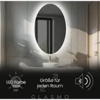 Artforma Badspiegel mit LED Beleuchtung 70x100 cm Violet - Vertikal Oval Spiegel mit Beleuchtung - Kaltweiß 7000K - Badezimmerspiegel Lichtspiegel mit Bluetooth-Lautsprecher