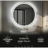 Artforma Spiegel mit Beleuchtung 90 cm Anna - Rund Badezimmerspiegel mit LED Beleuchtung - Kaltweiß 7000K - LED Badspiegel Lichtspiegel mit Touch Schalter