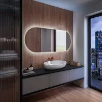 Artforma Badspiegel 140x90 cm - Horizontal mit LED Beleuchtung - LED Farbe Kaltweiß 7000K - TST107 - Individuell Nach Maß - Beleuchtet Wandspiegel Lichtspiegel Badezimmerspiegel