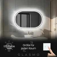Artforma Badspiegel mit LED Beleuchtung 150x100 cm Freya - Horizontal Oval Spiegel mit Beleuchtung - Kaltweiß 7000K - Badezimmerspiegel Lichtspiegel