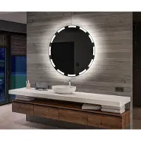 Artforma Batteriebetriebener LED Runde Spiegel 100x100 cm - Badspiegel mit LED Beleuchtung - LED Farbe Kaltweiß 7000K - Individuell Nach Maß - Beleuchtet Wandspiegel Lichtspiegel Badezimmerspiegel OKRBP117
