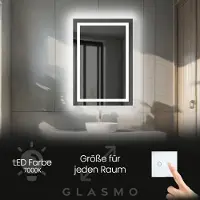 Artforma Wandspiegel mit Beleuchtung 70x170 cm Julia - Vertikal Rechteckiger Badspiegel mit LED Beleuchtung - Kaltweiß 7000K - Badezimmerspiegel Lichtspiegel
