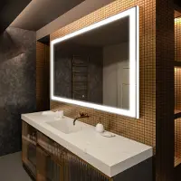 Artforma Badspiegel 190x90 cm - mit LED Beleuchtung - LED Farbe Kaltweiß 7000K - Individuell Nach Maß - Beleuchtet Wandspiegel Lichtspiegel Badezimmerspiegel | Lichtschalter: Touch Schalter |LED001