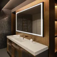 Artforma Badspiegel 80x100 cm - mit LED Beleuchtung - LED Farbe Kaltweiß 7000K - Individuell Nach Maß - Beleuchtet Wandspiegel Lichtspiegel Badezimmerspiegel | Lichtschalter: Touch Schalter |LED049