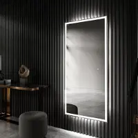 Artforma Wandspiegel 100x180 cm - Vertikal mit LED Beleuchtung - Touch Schalter - LED Farbe Kaltweiß 7000K - L01 - Individuell Nach Maß - Beleuchtet Badspiegel Lichtspiegel Badezimmerspiegel