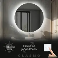 Artforma Badspiegel mit Beleuchtung 60 cm Elsie - Rund Spiegel mit LED Beleuchtung - Kaltweiß 7000K - Badezimmerspiegel Lichtspiegel