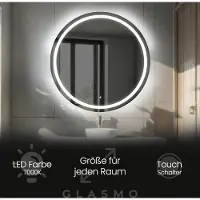 Artforma Badspiegel mit LED Beleuchtung 100 cm Nova - Rund Spiegel mit Beleuchtung - Kaltweiß 7000K - Badezimmerspiegel Lichtspiegel mit Touch Schalter