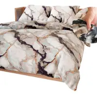 MARKIZETA HOME Bettwäsche, Baumwollsatin-Bettwäsche, hohe Qualität 160x200 Lusaria Schwarzer und goldener Marmor