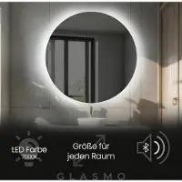 Artforma Badspiegel mit Beleuchtung 60 cm Elsie - Rund Spiegel mit LED Beleuchtung - Kaltweiß 7000K - Badezimmerspiegel Lichtspiegel mit Bluetooth-Lautsprecher