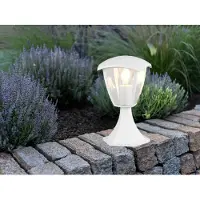 Meine Wunschleuchte LED Sockelleuchte Außenlampe Wegbeleuchtung Gartenlampe Weiß Landhausstil H:30cm