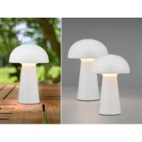 Meine Wunschleuchte Dimmbare LED OUTDOOR Tischleuchte 21cm 2er SET Akku USB Anschluß in Weiß