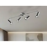 Meine Wunschleuchte Moderner LED Innen Deckenstrahler 4-flammig Silber, Spots schwenkbar Breite 70cm