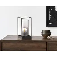 Meine Wunschleuchte Kleine LED Tischleuchte Industrial Schwarz Rauchglas - Vintage Nachttischlampe