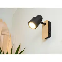 Meine Wunschleuchte Moderner LED Wandstrahler innen Wandleuchte mit Schalter Holz Schwarz, Höhe 15cm