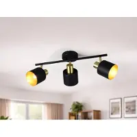 Meine Wunschleuchte LED Deckenstrahler 3-flammig Metall Schwarz Gold Spots schwenkbar, Breite 53,5cm