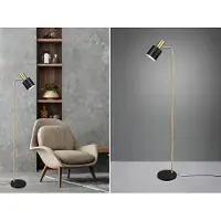 Meine Wunschleuchte LED Stehlampe Metall Schwarz & Gold Retro Leselampe dimmbar Höhe 154cm
