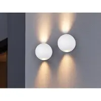 Meine Wunschleuchte 2er SET kleine LED Außenwandleuchten, Up and Down Außenleuchten Weiß Ø 10cm